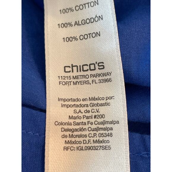 Chico's Blue long sleeve button up size 0 Small 100% Cotton - Picture 4 of 12